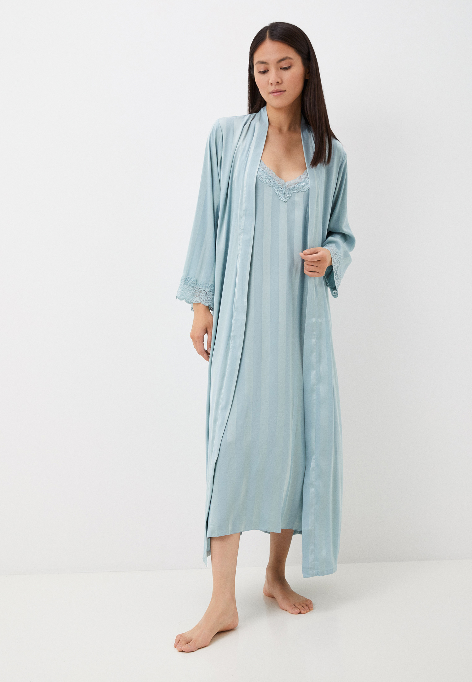 Халат и сорочка ночная Fielsi, цвет: бирюзовый, RTLACV482501 — купить в ...