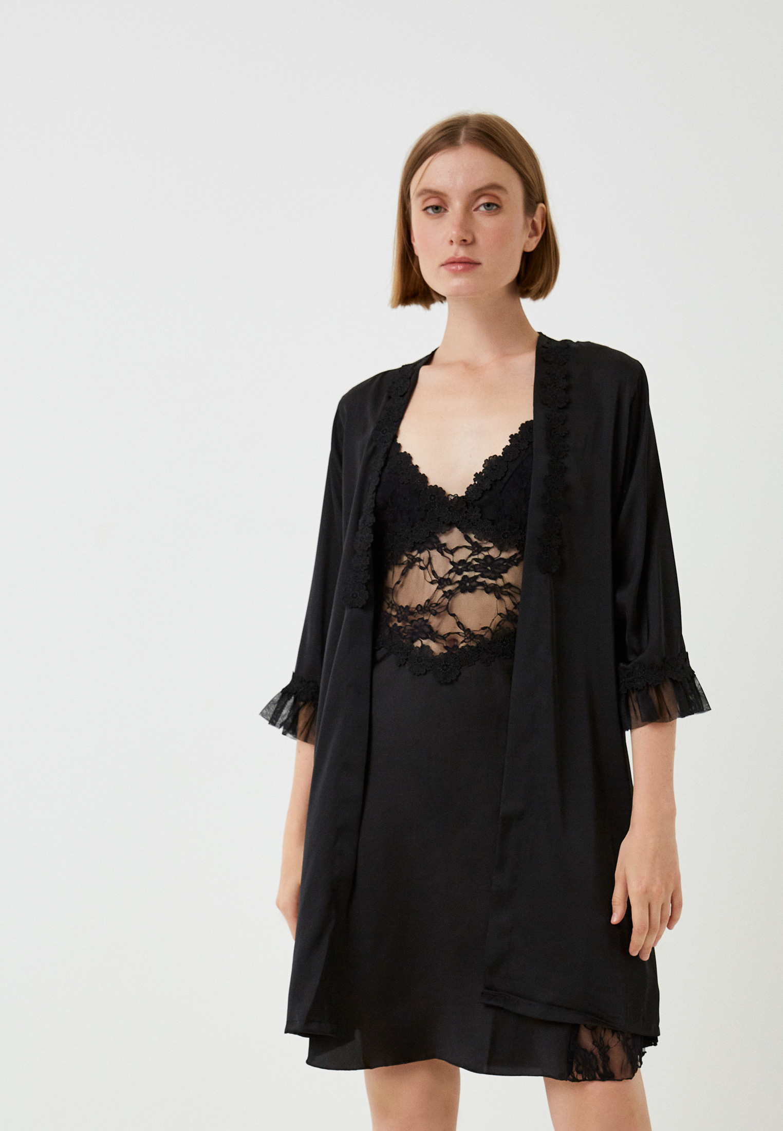 Халат и сорочка ночная Fielsi, цвет: черный, RTLACV482901 — купить в ...