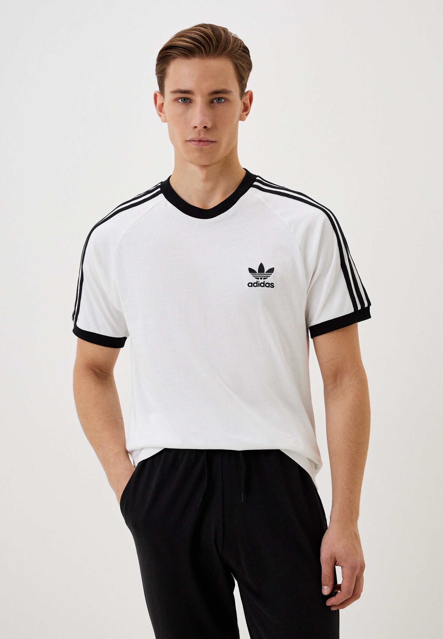 Adidas 3 sale stripes tee white