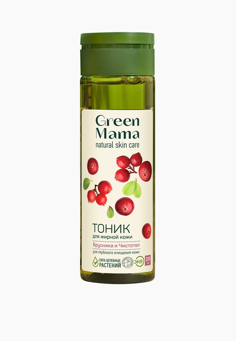 Тоник для лица Green Mama глубоко очищающий, для Жирной кожи, "Брусника ...
