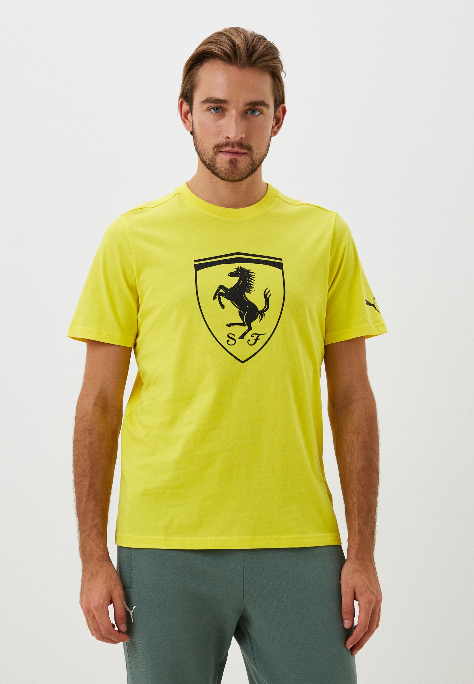 Футболка PUMA Ferrari Race tonal Big Shield Tee Speed, цвет: желтый ...