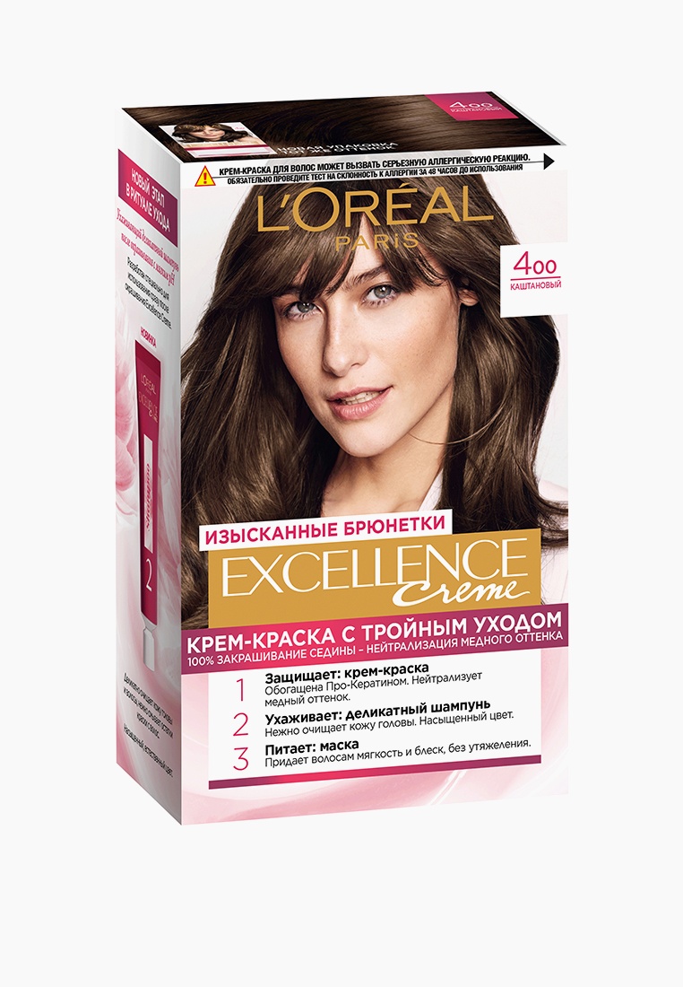 Краска для волос L'Oreal Paris с тройным уходом, цвет: коричневый ...