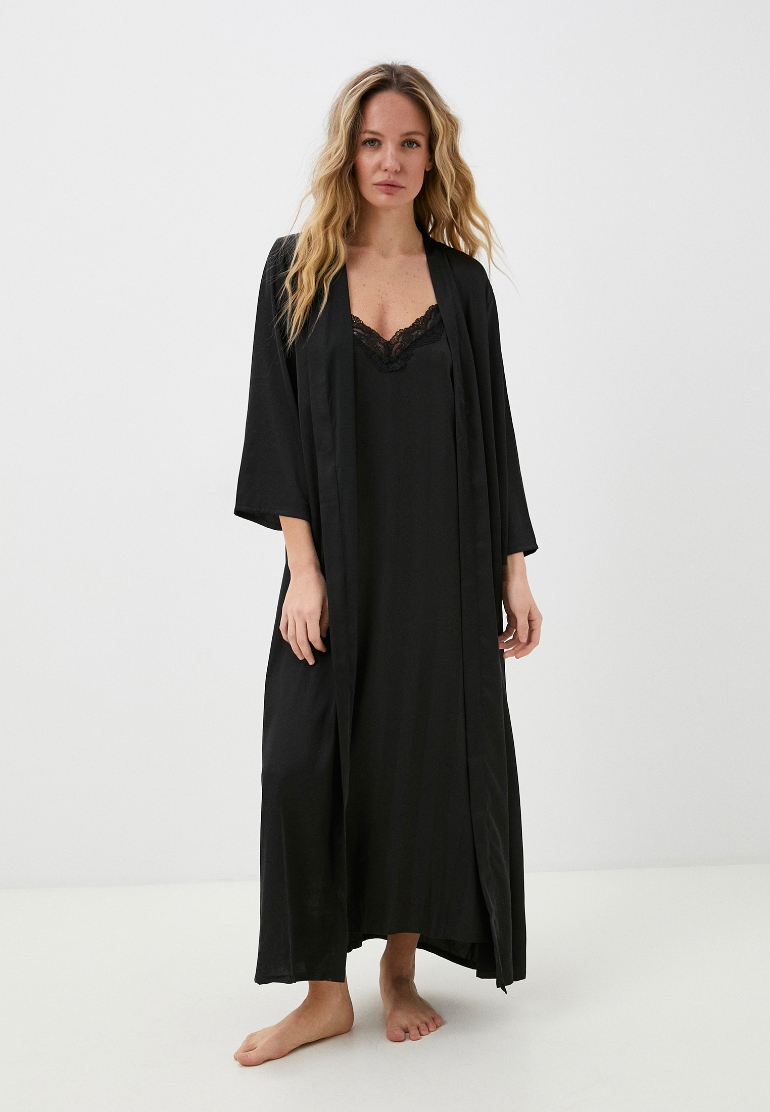 Халат и сорочка ночная Fielsi, цвет: черный, RTLADE385101 — купить в ...