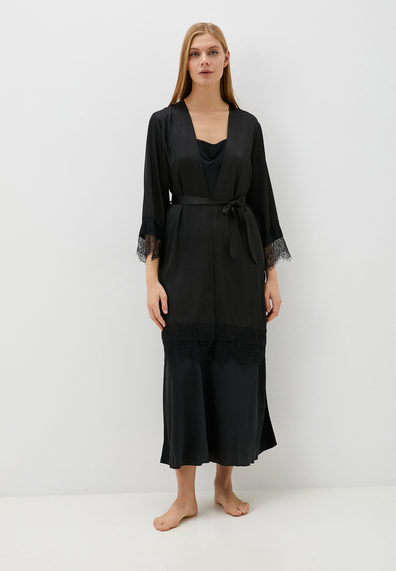 Халат и сорочка ночная Fielsi, цвет: черный, RTLADE385701 — купить в ...