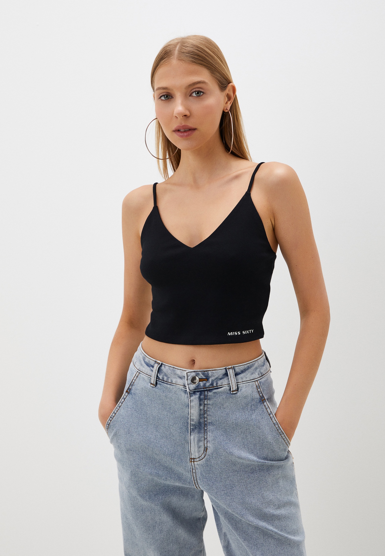 the red thread S fuzzy tops cropped ブラック THEREDTHREAD / ザ