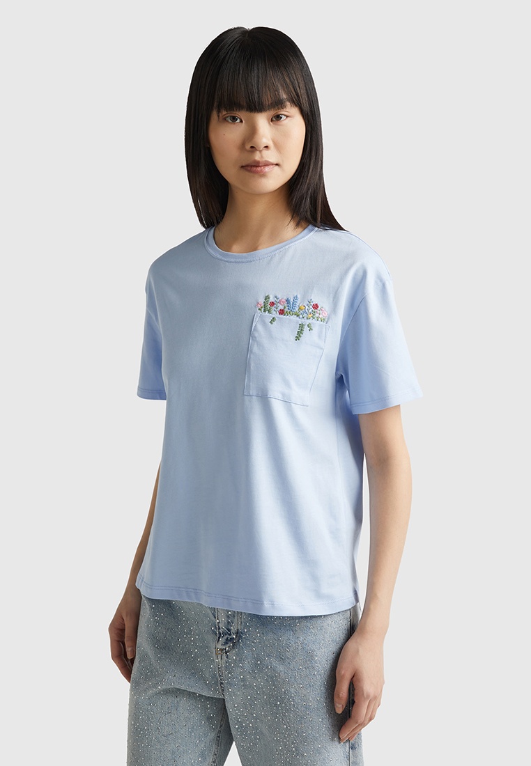 Футболка United Colors of Benetton, цвет: голубой, RTLADI737101 ...