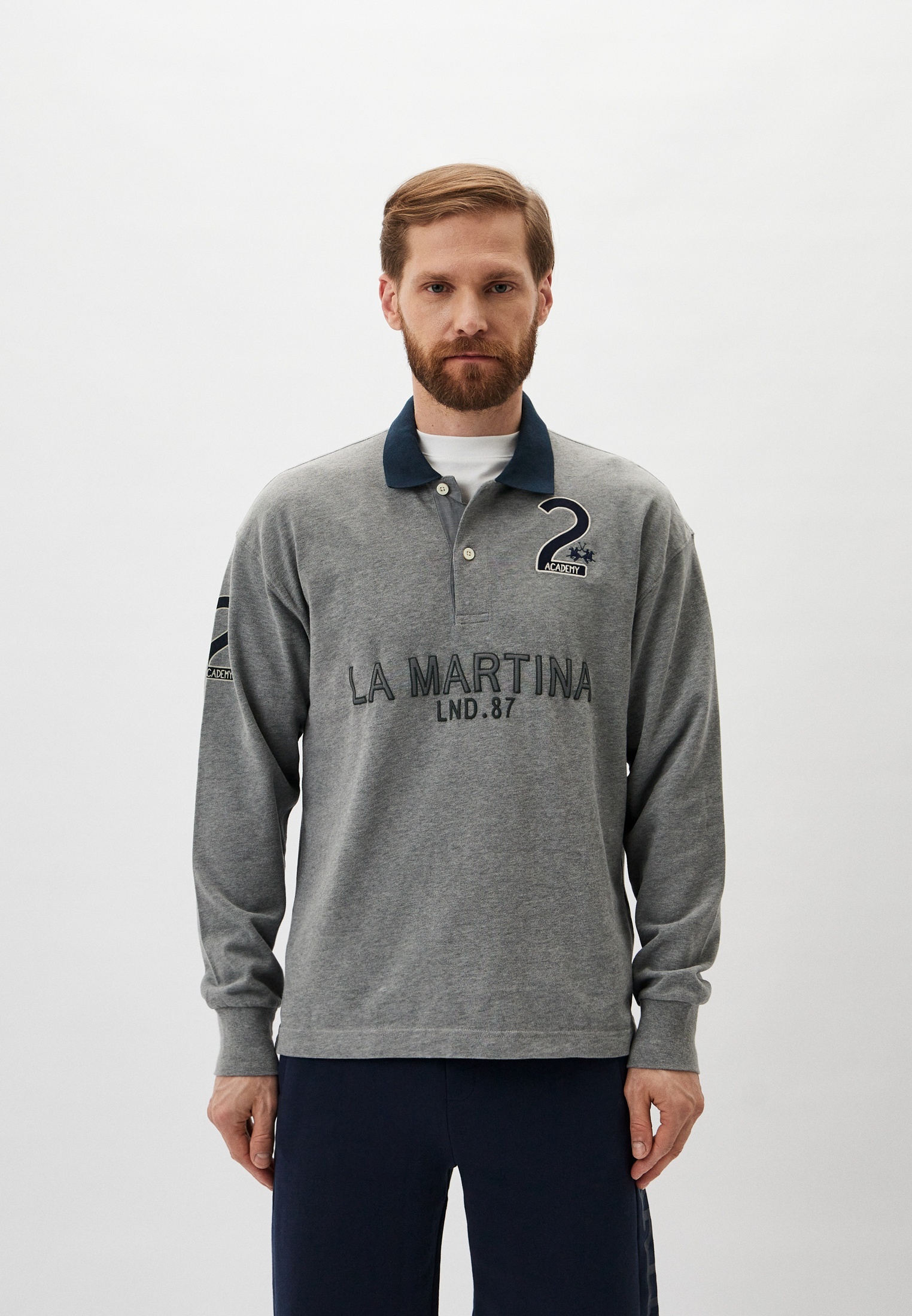 Поло La Martina, цвет: серый, RTLADI839201 — купить в интернет-магазине