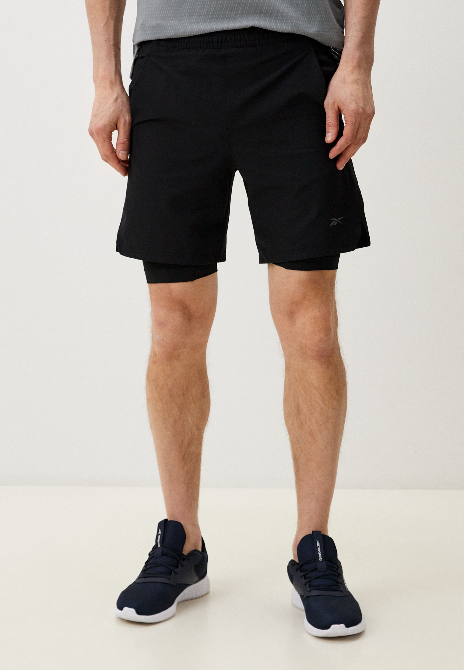 Шорты спортивные Reebok STRENGTH SHORT 4.0 2-IN-1, цвет: черный ...