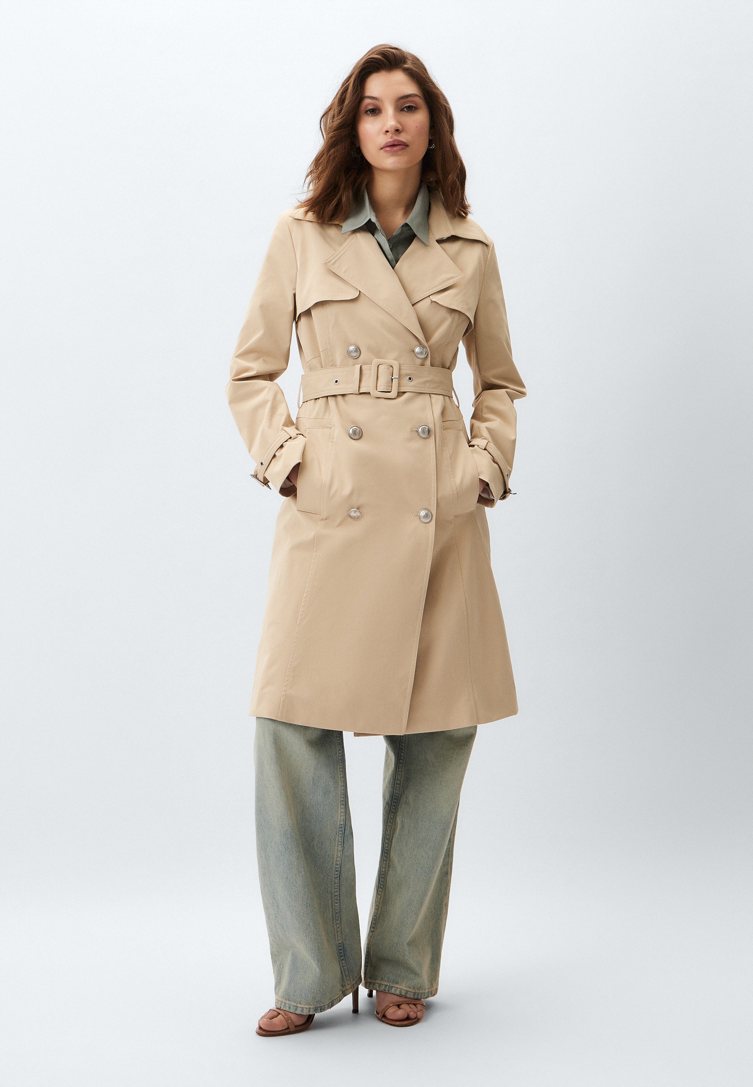 Плащ Guess, цвет: бежевый, RTLADK540001 — купить в интернет-магазине Lamoda