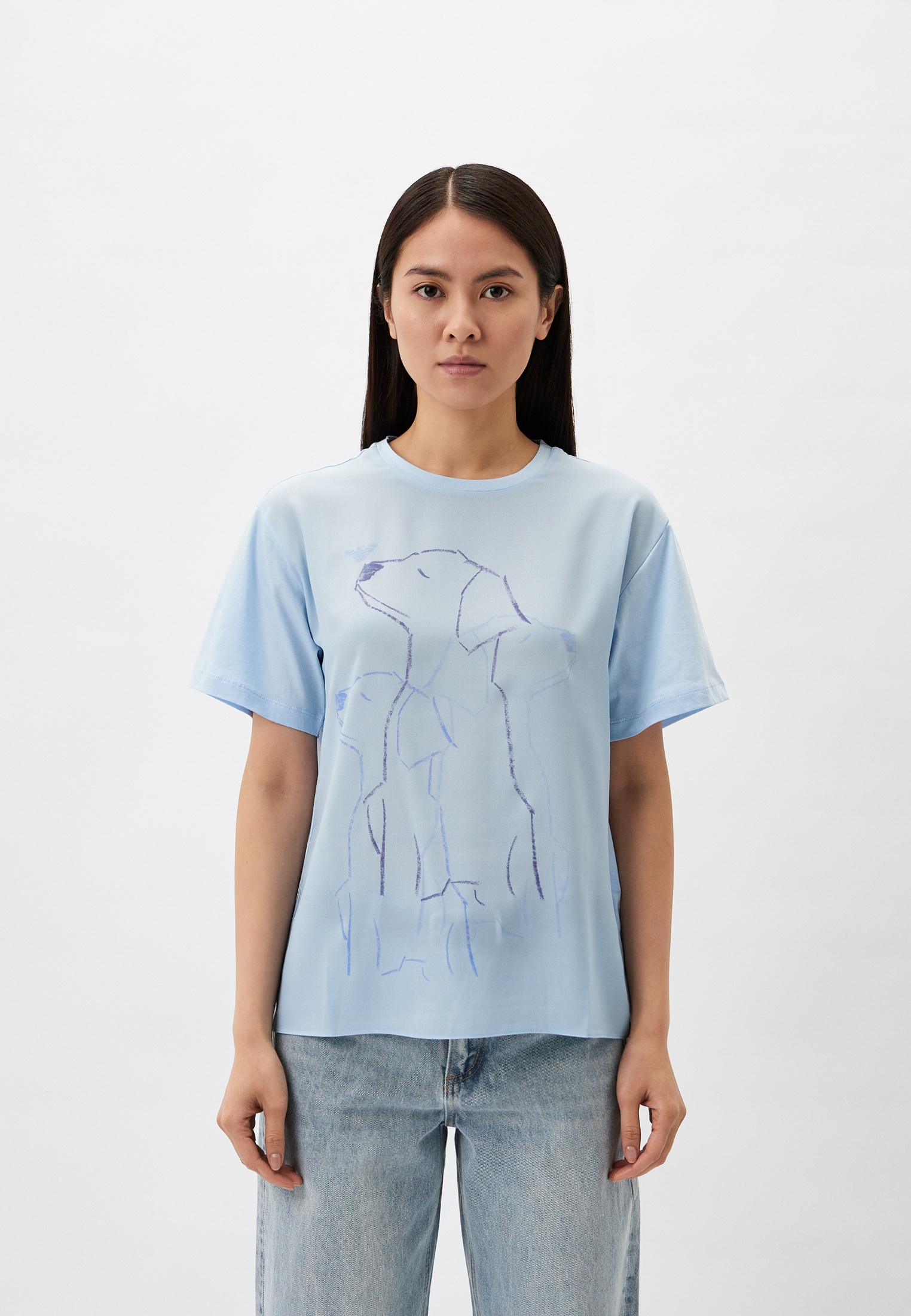Футболка Emporio Armani, цвет: голубой, RTLADK599501 — купить в ...
