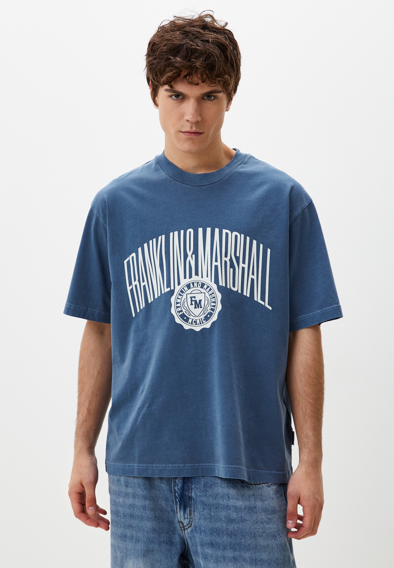 Футболка Franklin & Marshall, цвет: синий, RTLADL555301 — купить в ...