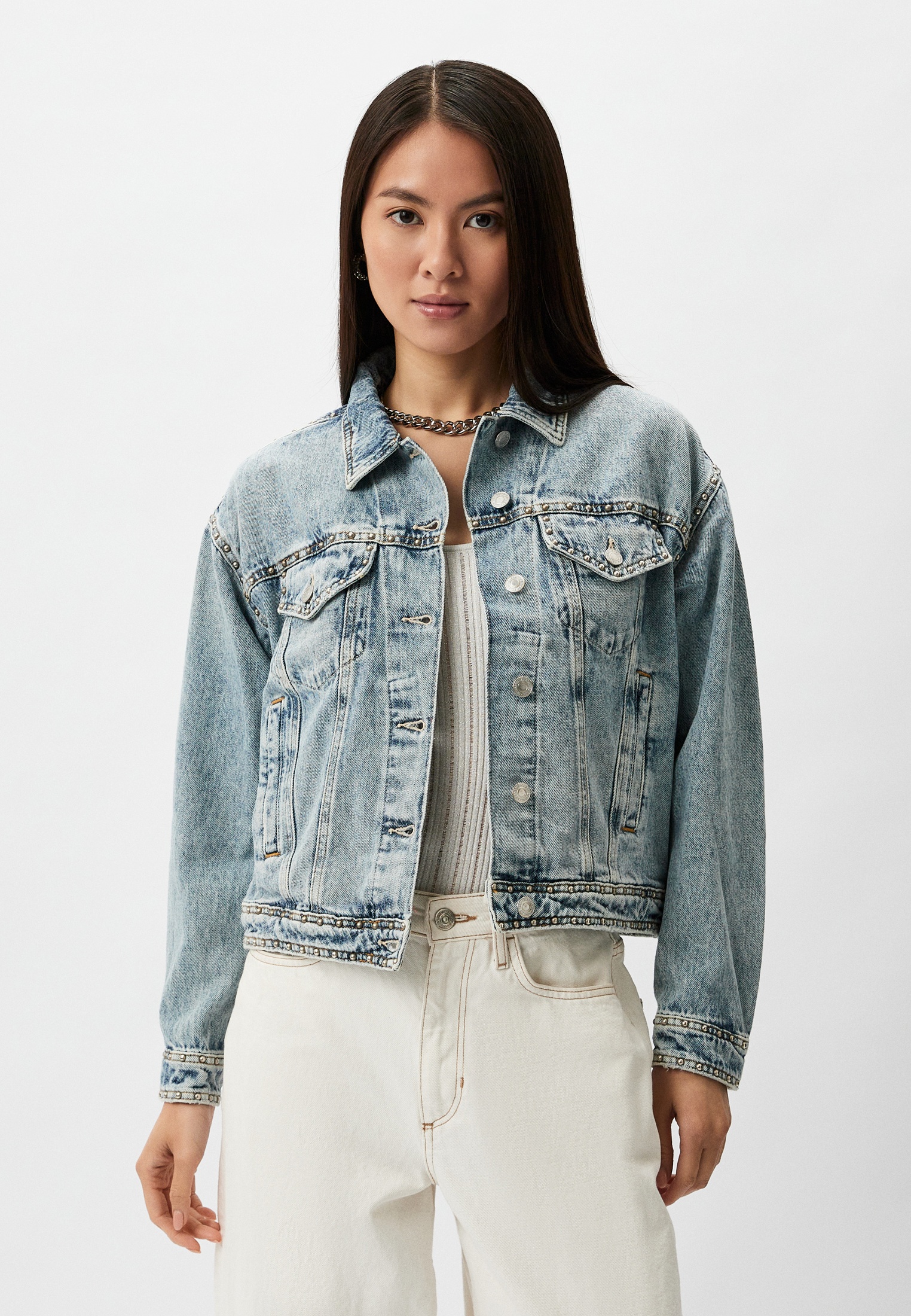 Куртка джинсовая Guess, цвет: голубой, RTLADL866801 — купить в интернет ...