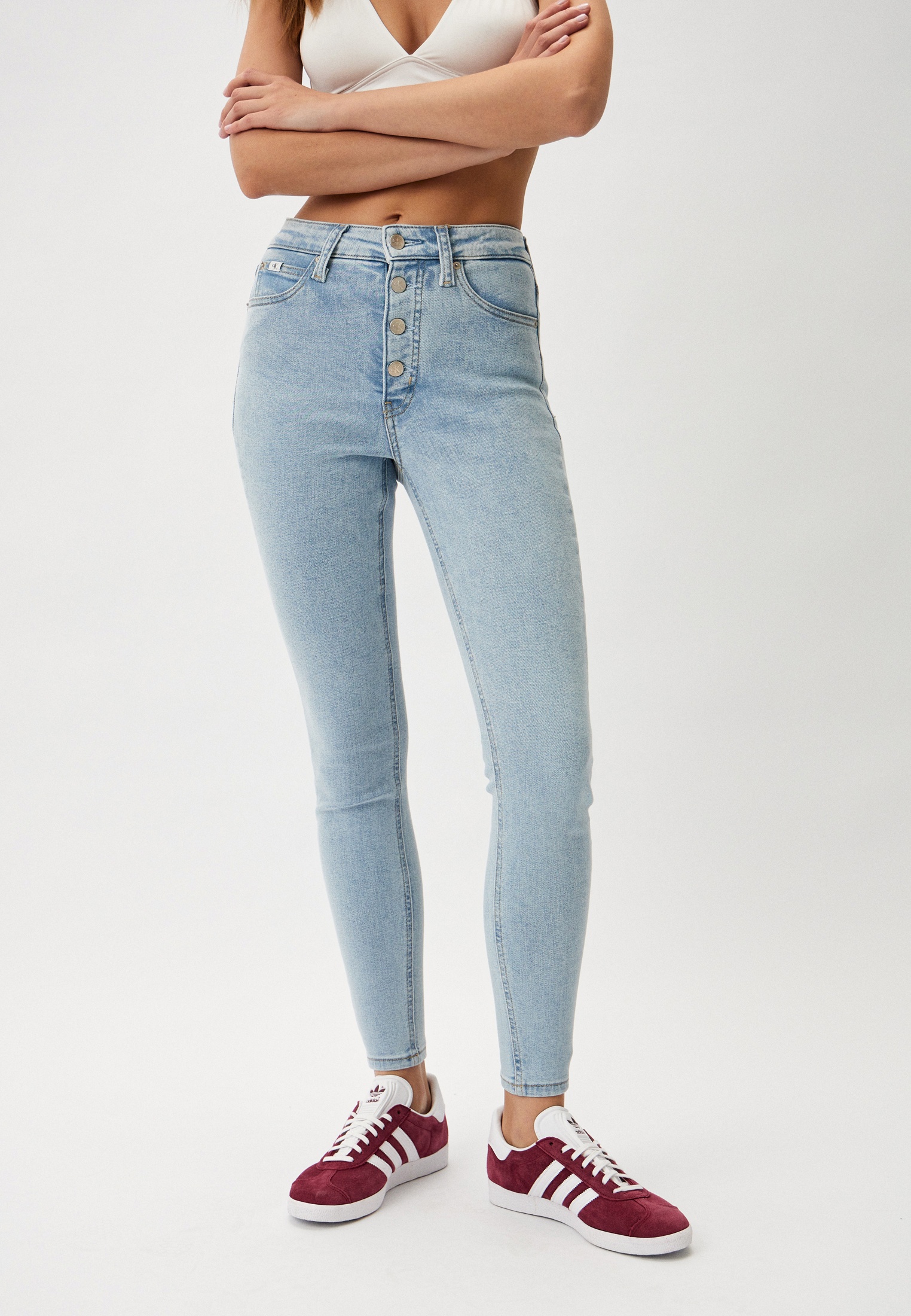 Джинсы Calvin Klein Jeans HIGH RISE SUPER SKINNY ANKLE, цвет: голубой ...