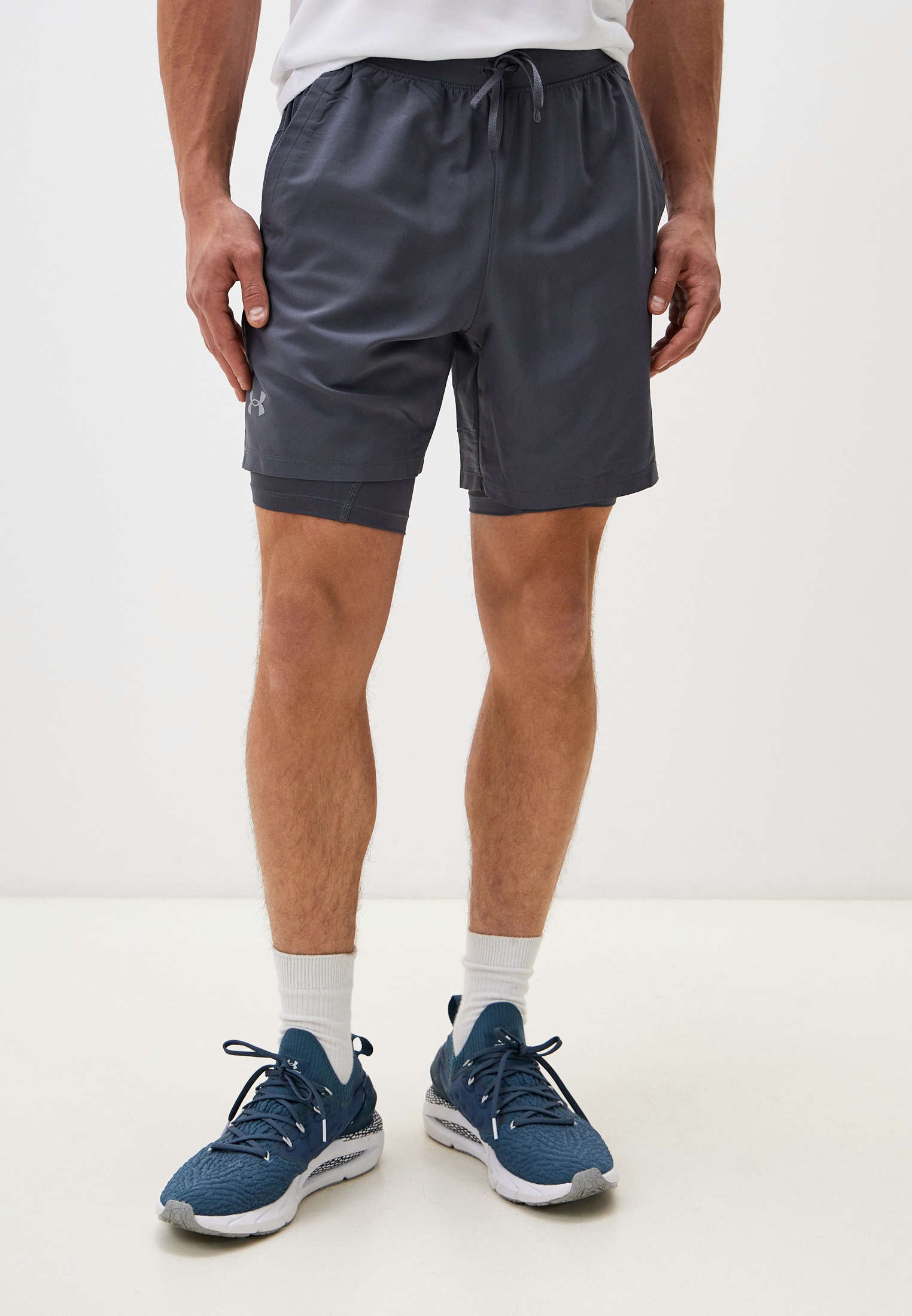 Шорты спортивные Under Armour UA LAUNCH 7 2-IN-1 SHORT, цвет: серый ...