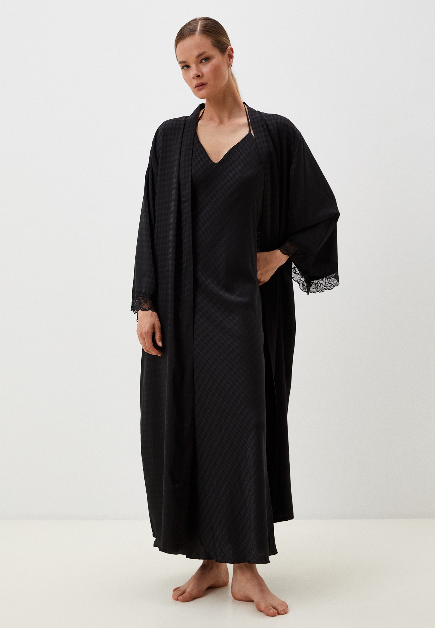 Халат и сорочка ночная Fielsi, цвет: черный, RTLADO180501 — купить в ...