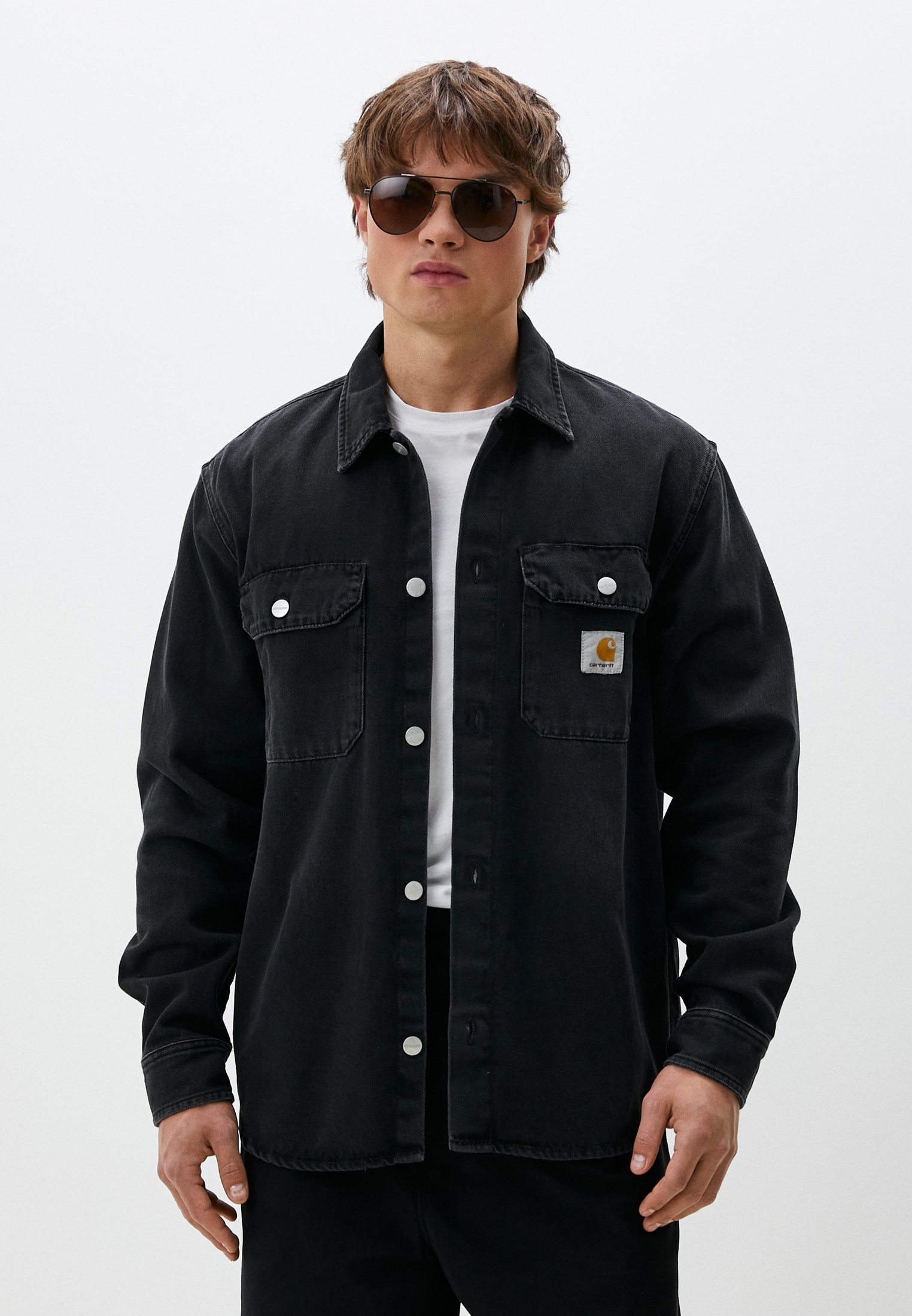 Рубашка джинсовая Carhartt WIP Harvey, цвет: черный, RTLADO698301 ...