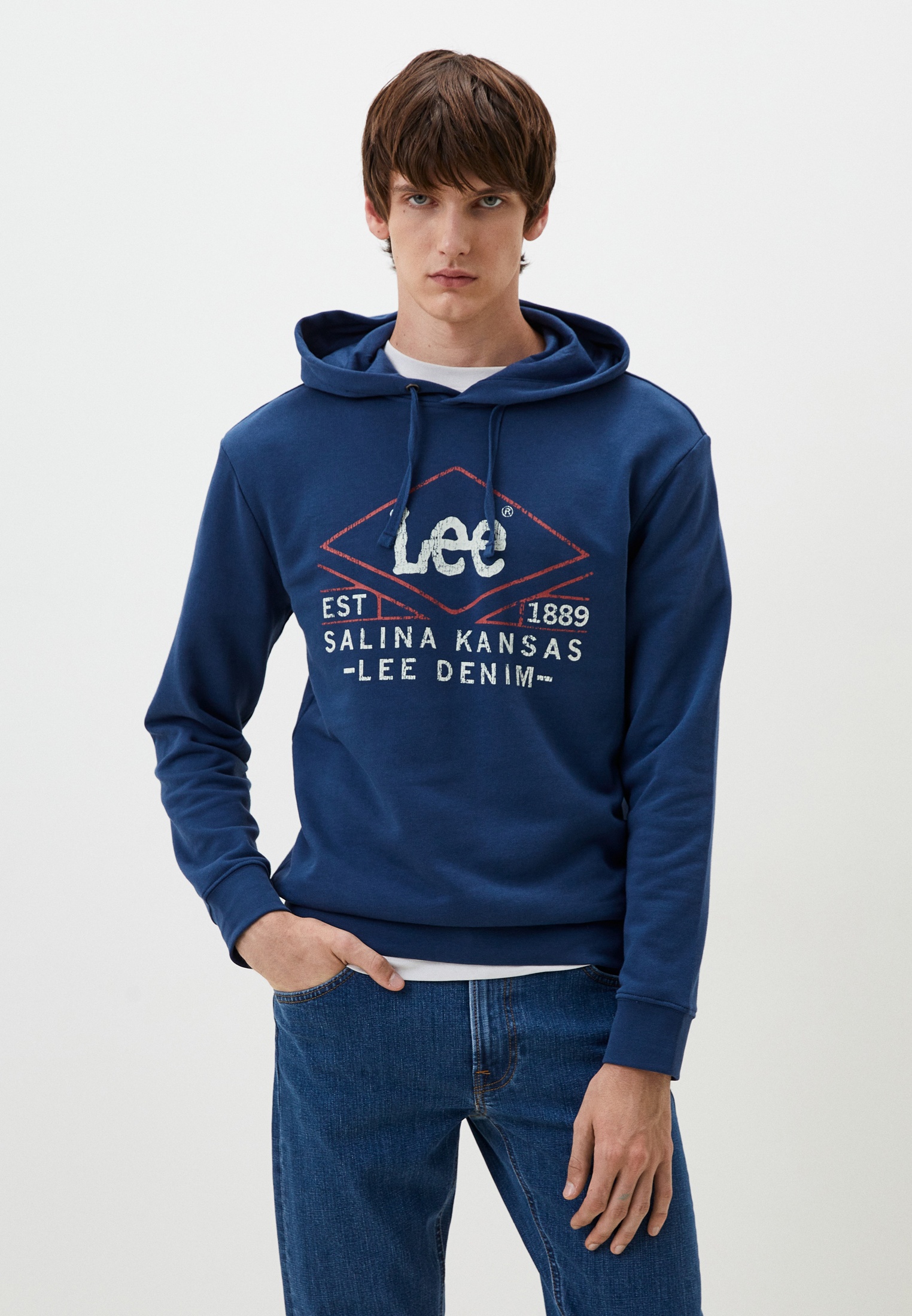 Худи Lee, цвет: синий, RTLADP303301 — купить в интернет-магазине Lamoda