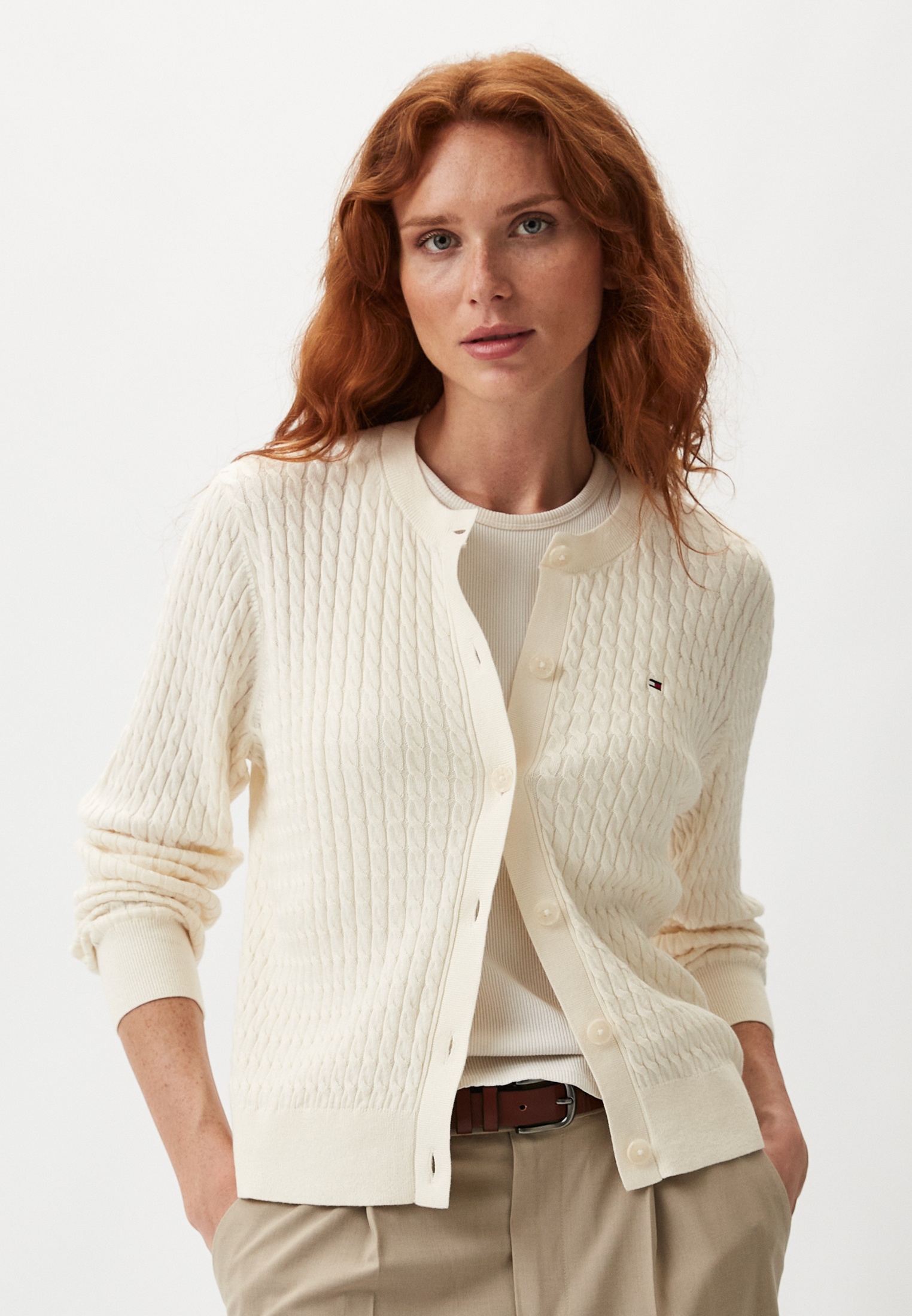 Кардиган Tommy Hilfiger, цвет: бежевый, RTLADP699201 — купить в ...