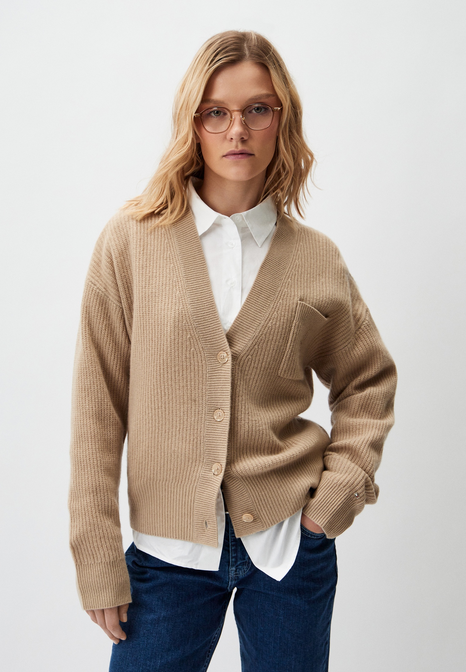 Кардиган Tommy Hilfiger, цвет: бежевый, RTLADQ258001 — купить в ...