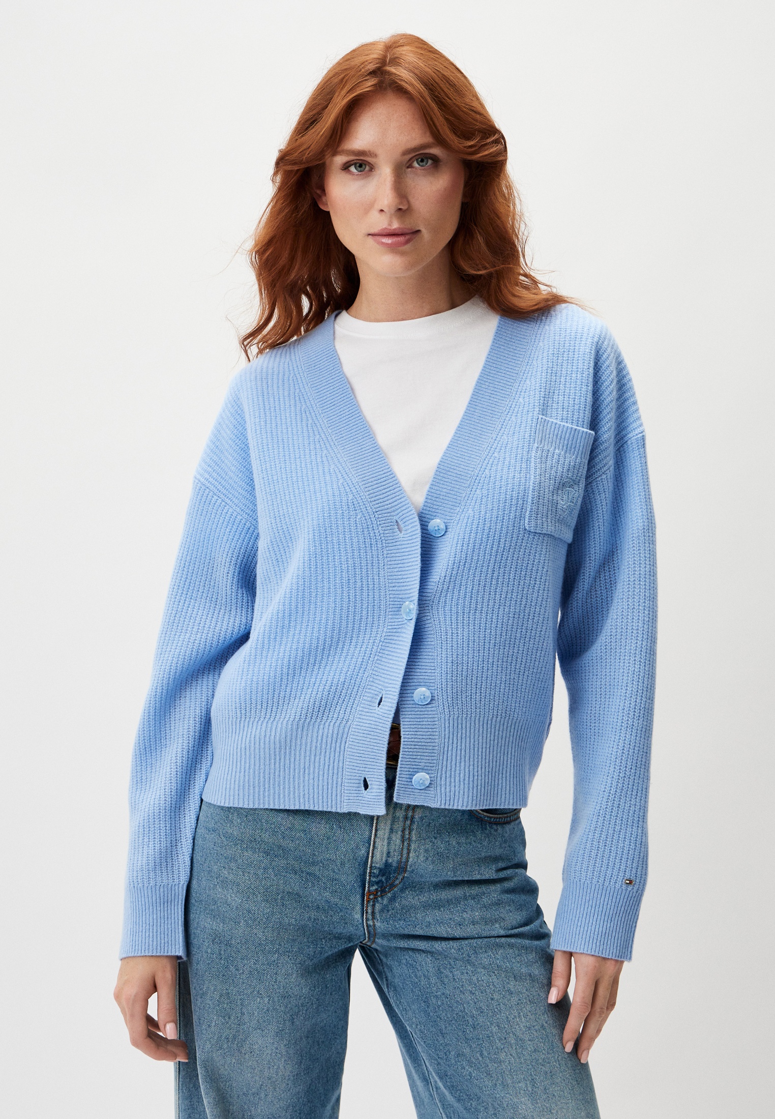Кардиган Tommy Hilfiger, цвет: голубой, RTLADQ258101 — купить в ...