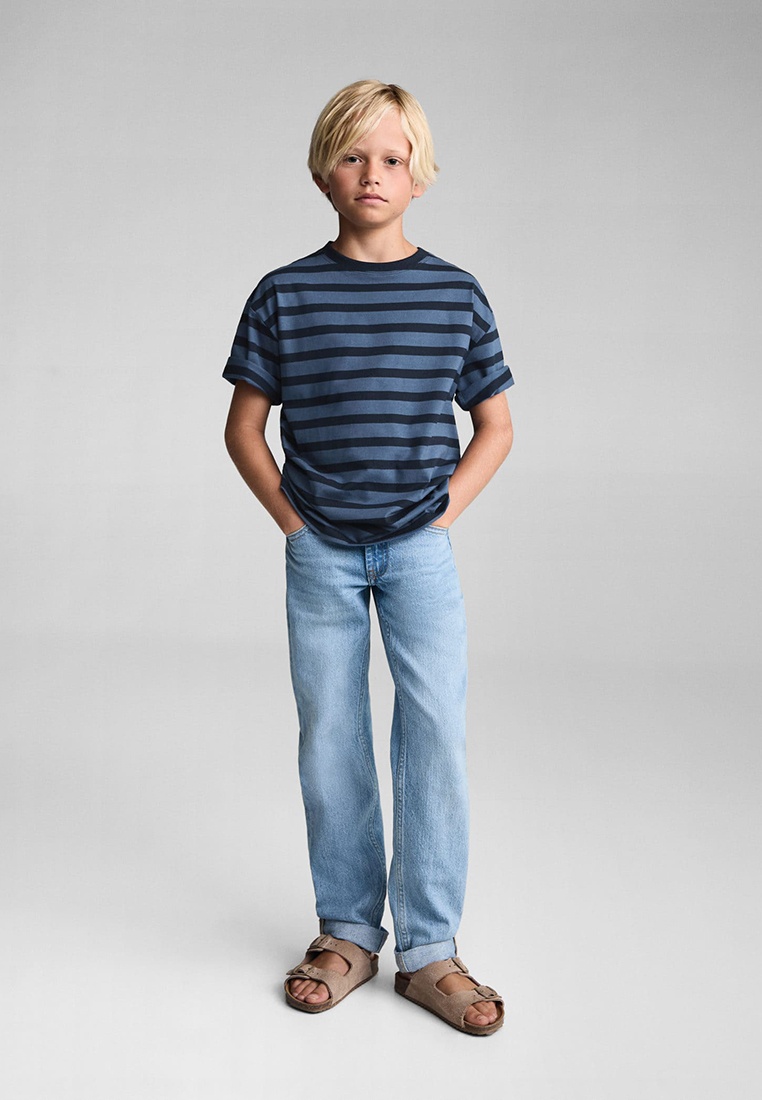 Футболка <b>Mango</b> Kids LINES, RTLADQ369801 - цвет: синий, коллекция: Осень-зим...