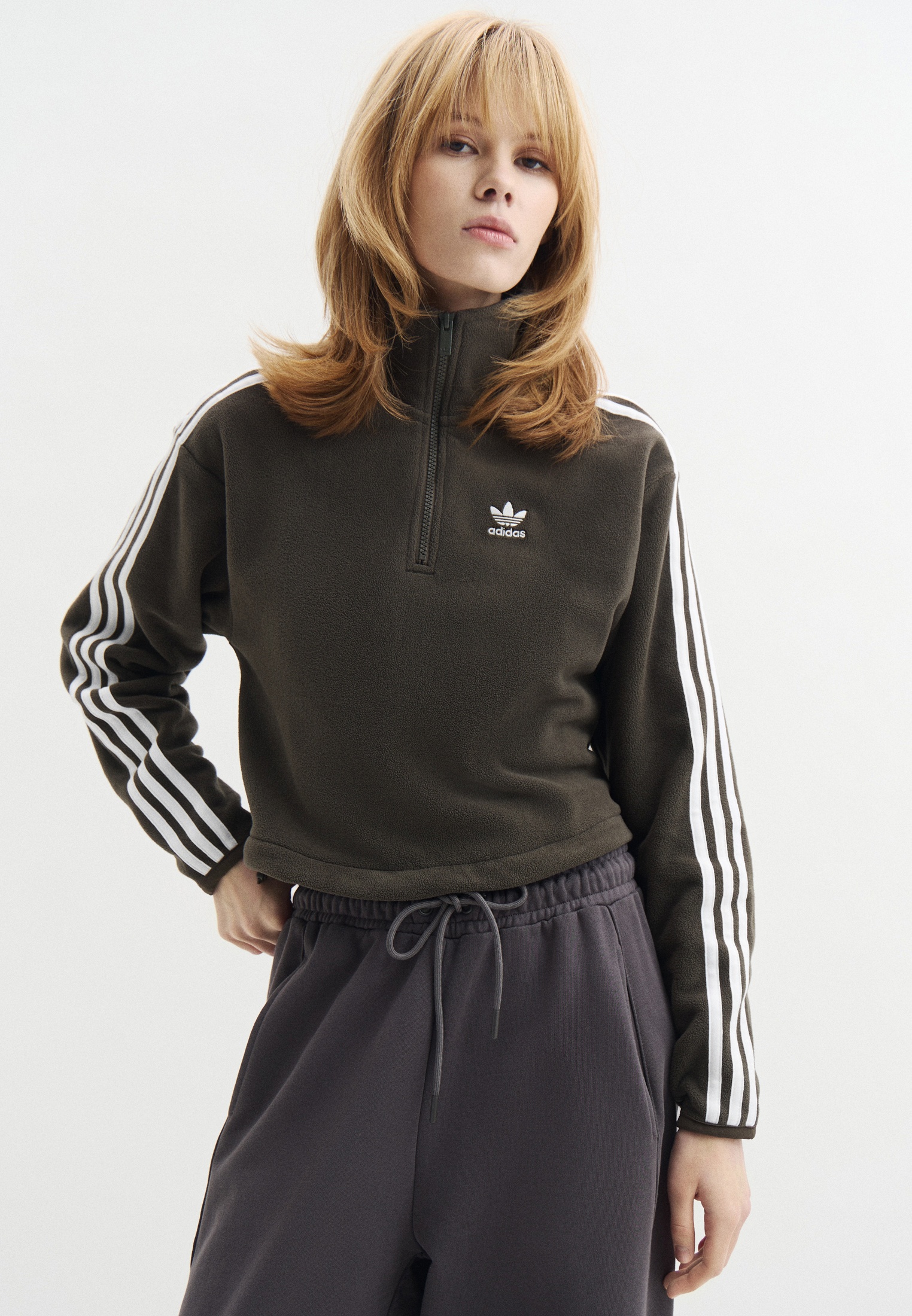hope Олимпийка adidas Originals POLARF HALF ZIP, цвет: хаки