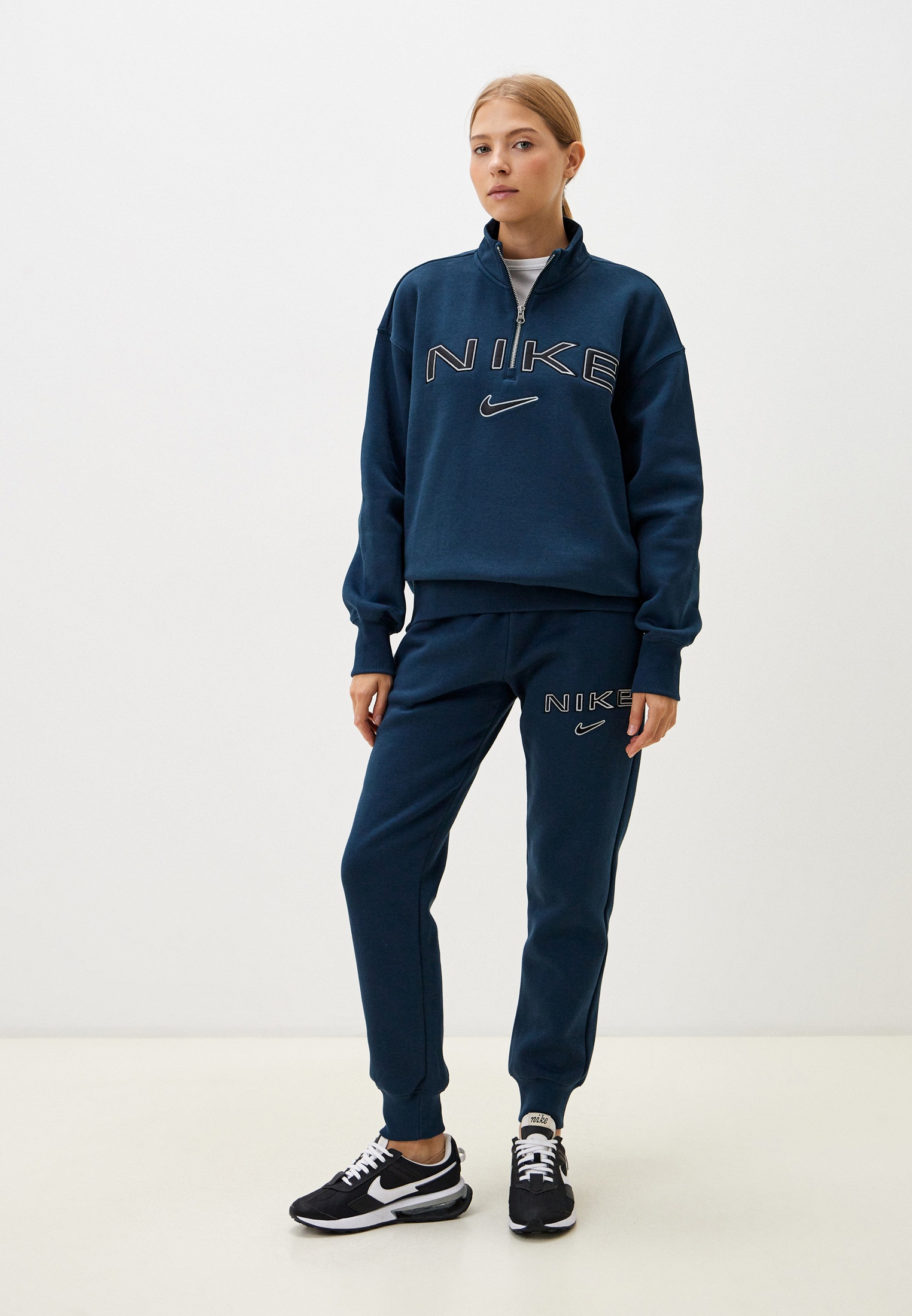Олимпийка Nike W NSW PHNX FLC OOS LOGO QZ TOP, цвет: синий