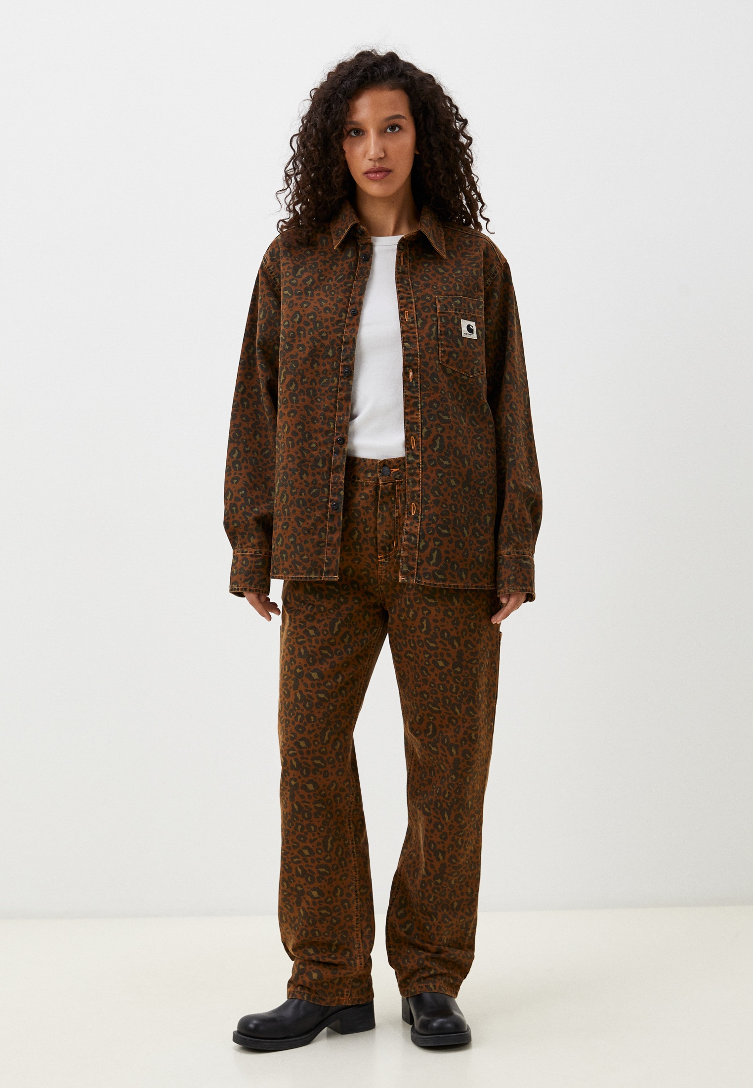 その他 APOLLO GAL LEOPARD ver Джинсы Carhartt WIP W Leo Pierce Pant Straight, цвет: коричневый