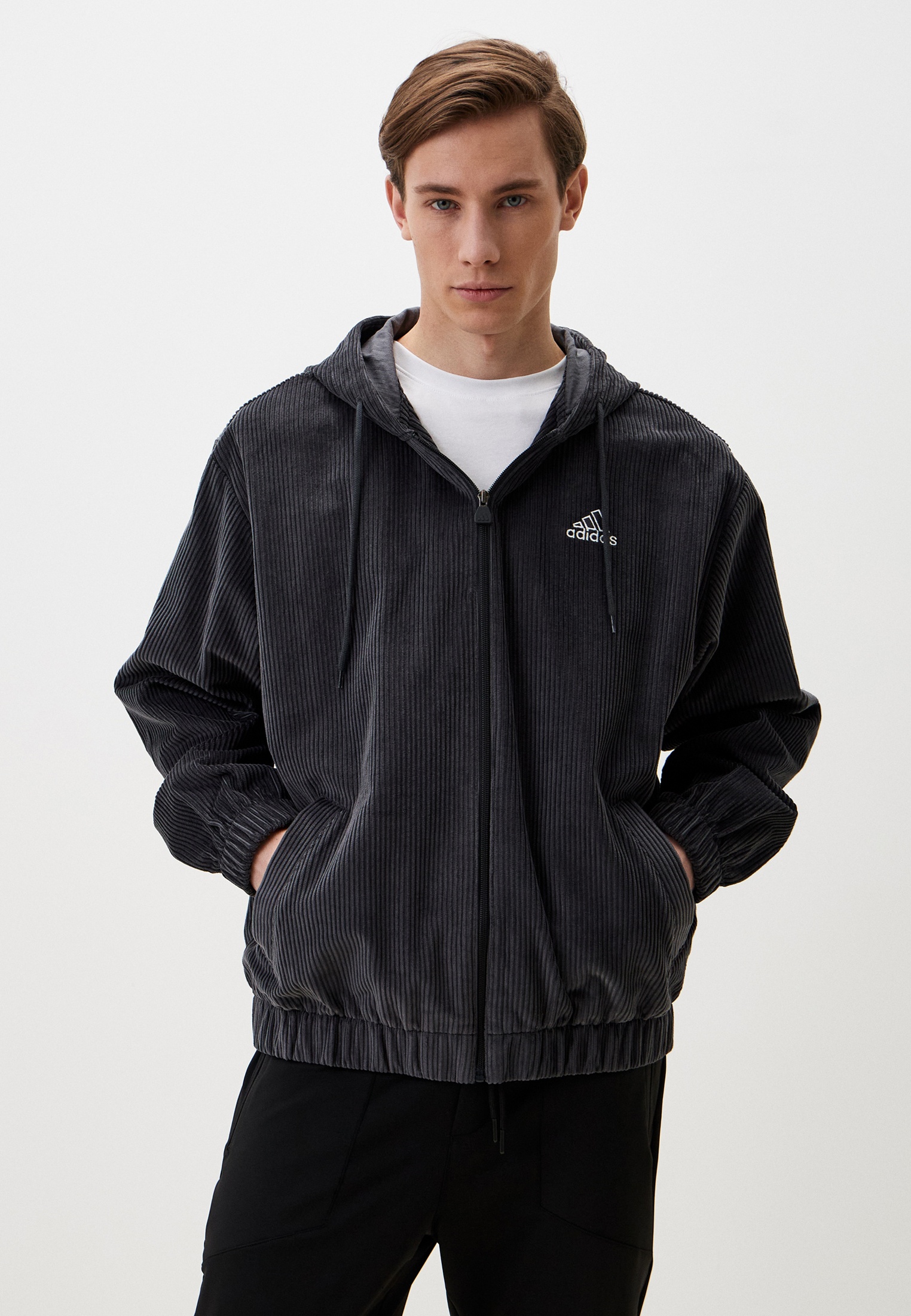 Куртка adidas Originals CORD HOODIE, цвет: серый, RTLADZ484901