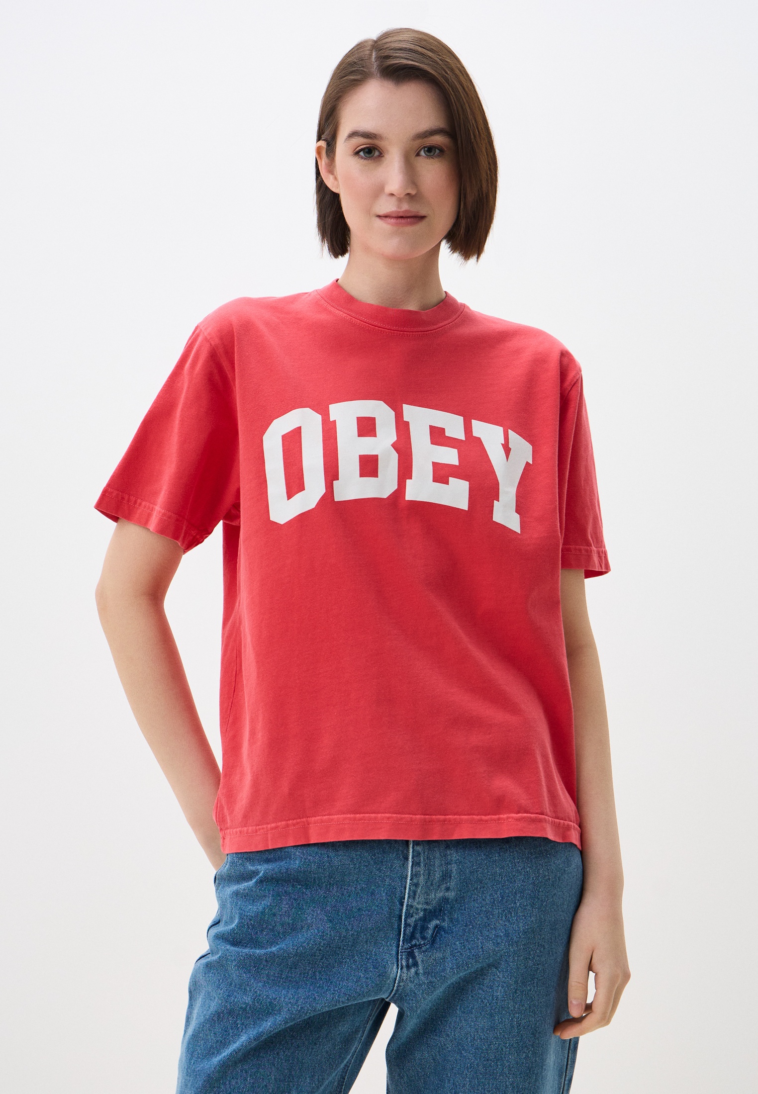Футболка Obey, цвет: красный, RTLAEA079501 — купить в интернет-магазине ...