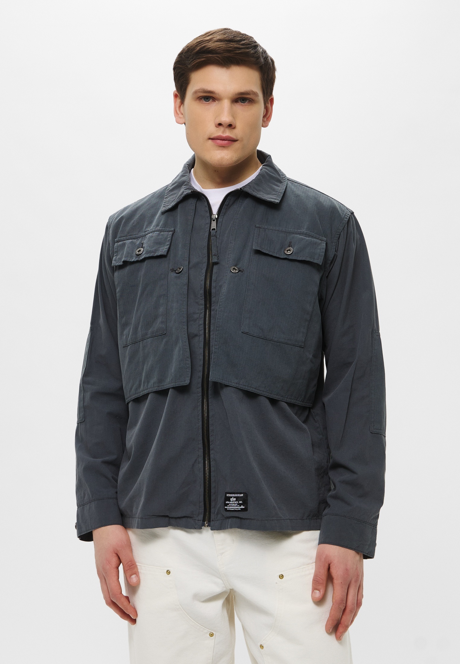 Ветровка Alpha Industries LS P-44 OVERSHIRT, цвет: серый