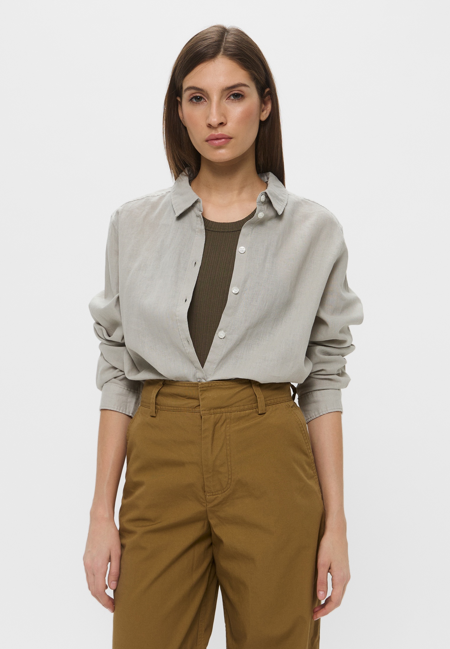 Рубашка H&M, цвет: серый, RTLAEC994201 — купить в интернет-магазине Lamoda