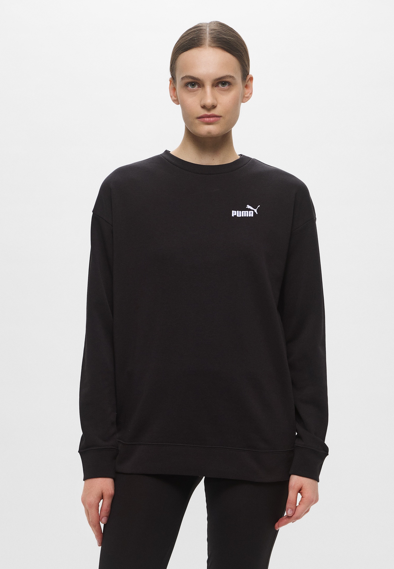 Women’s Sweatshirt without Hood Puma Essentials+ Relaxed Small Logo Crew Fl Black