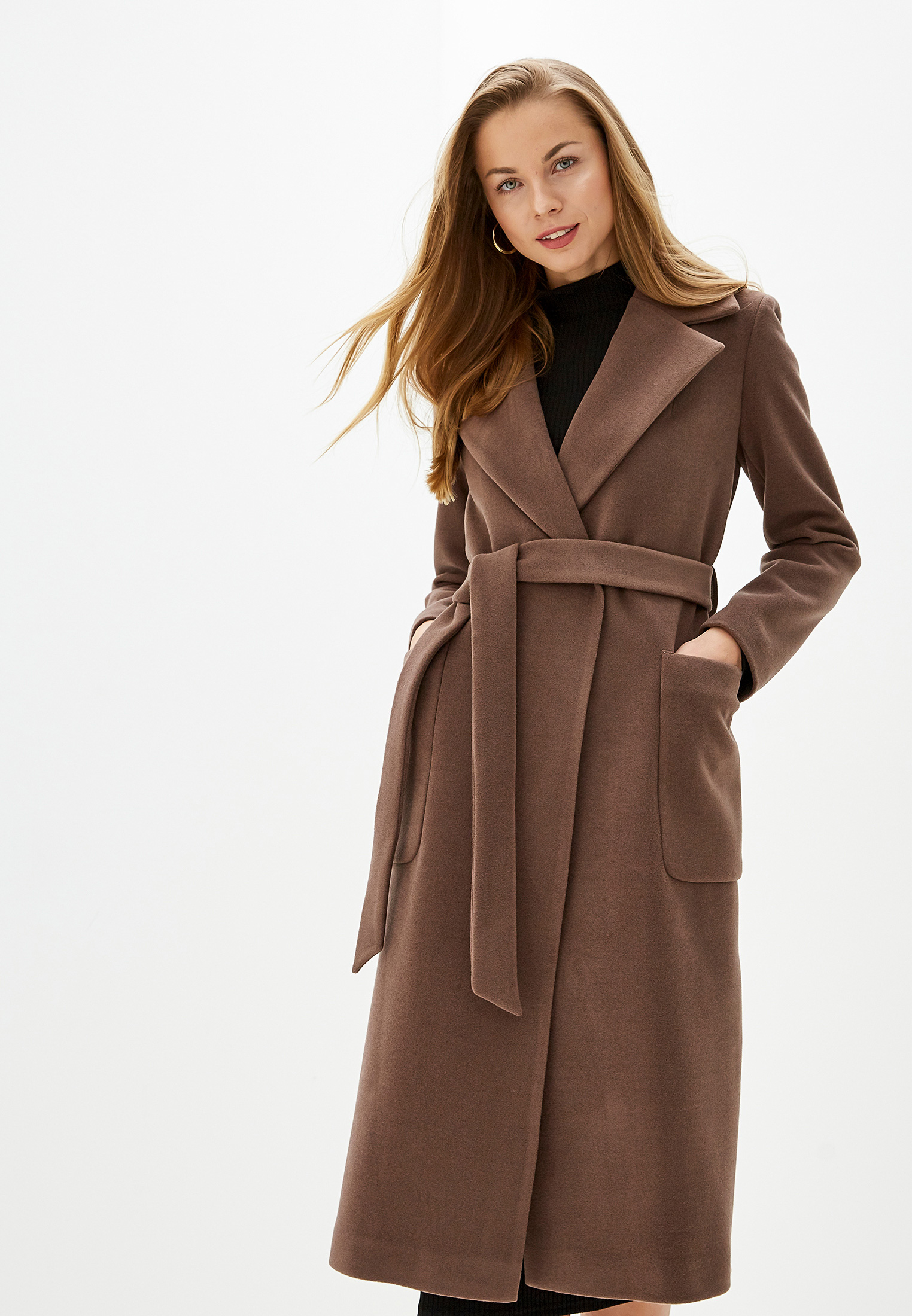 Пальто коричневое женское длинное