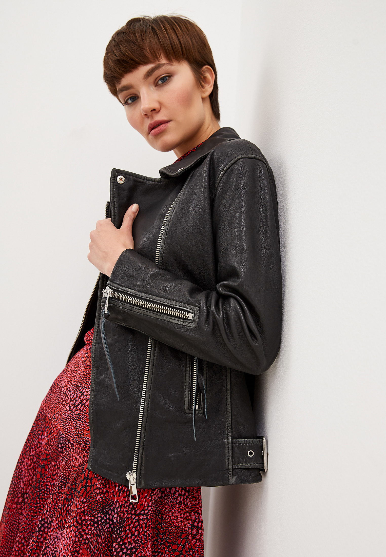 Куртка кожаная Whistles LILY EASY BIKER, цвет черный, WH005EWFMES4