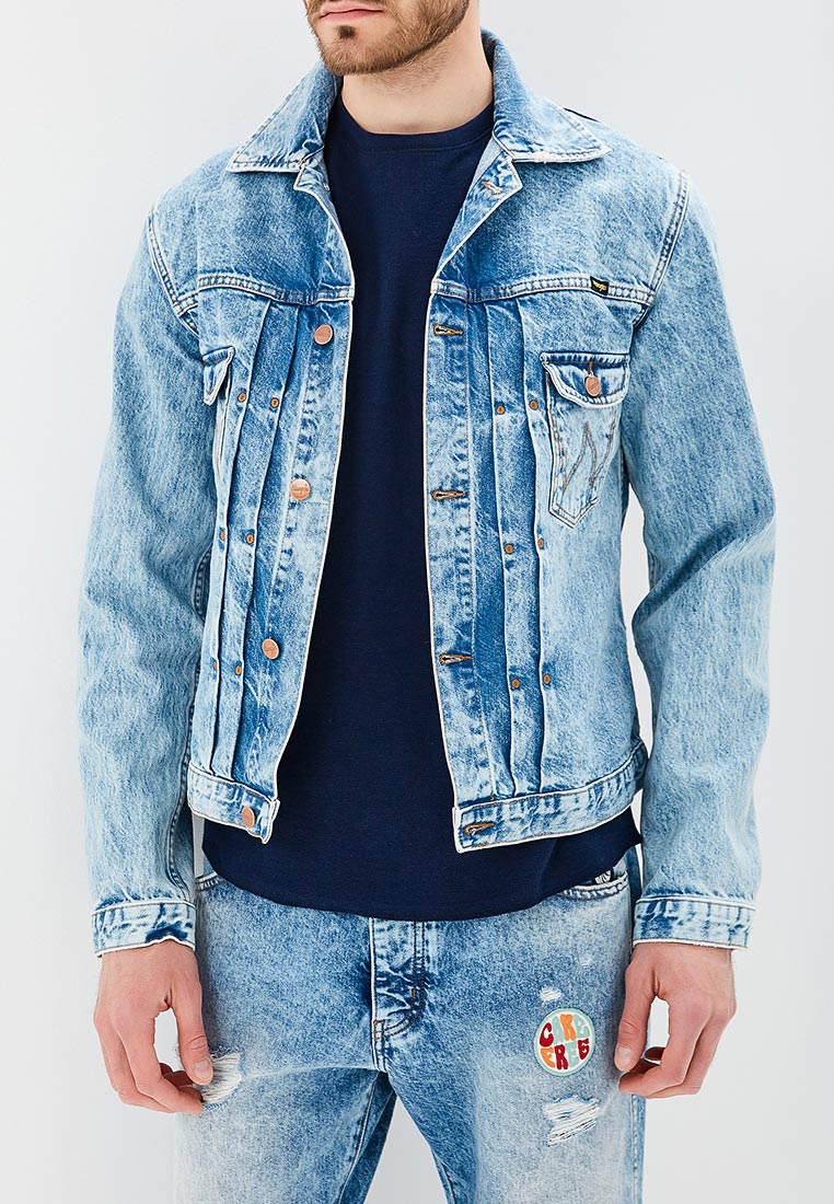 Голубая джинсовая мужская куртка