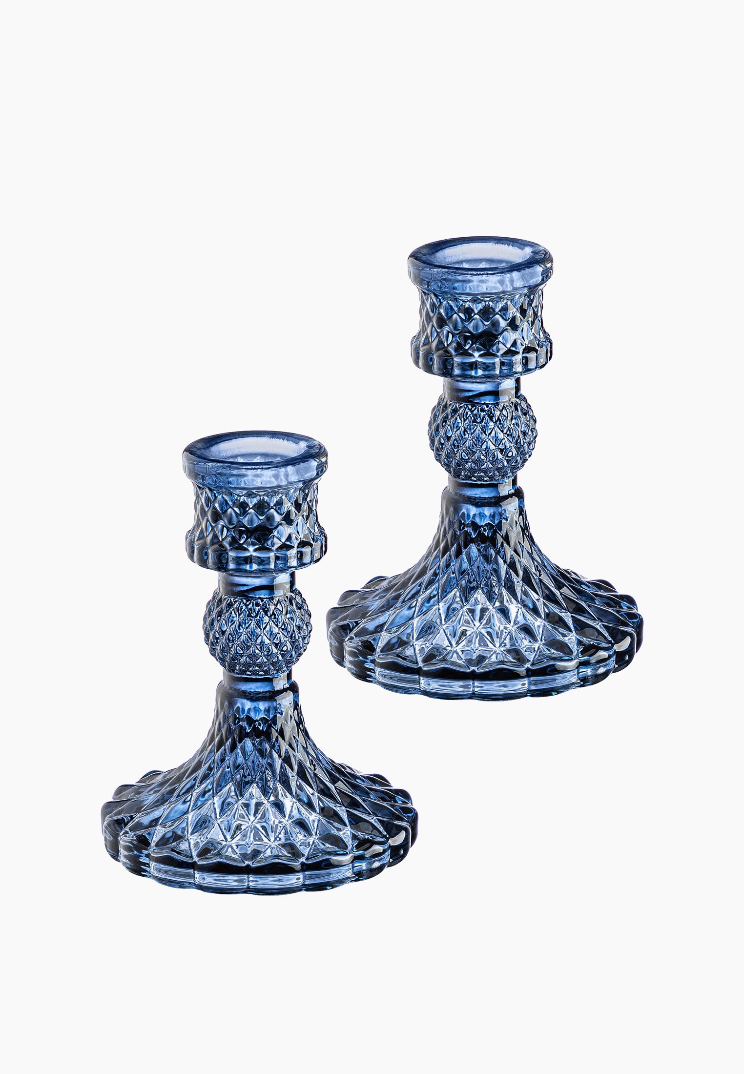 Подсвечники 2 шт. Elan Gallery стеклянные 7,7х7,7х10 см, цвет: синий ...